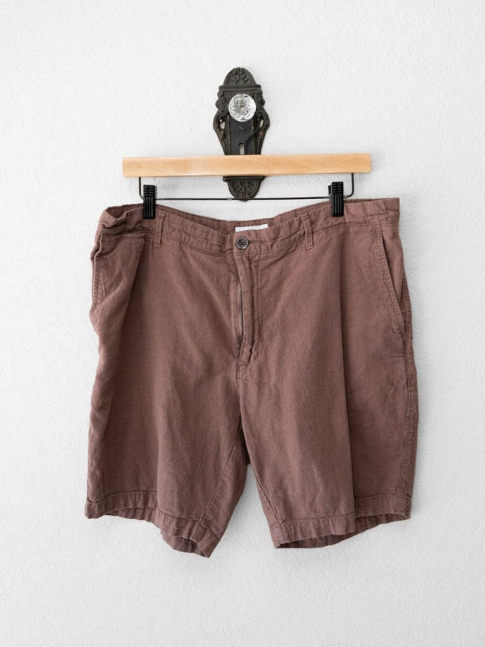 Goodfellow Every Wear Shorts Mens 36 Brown Linen Cotton Blend Chino 9 Inch